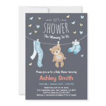 Baby shower Teddy Bear Invitation Baby Boy