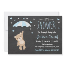 Baby shower Teddy Bear Invitation Baby Boy Blue