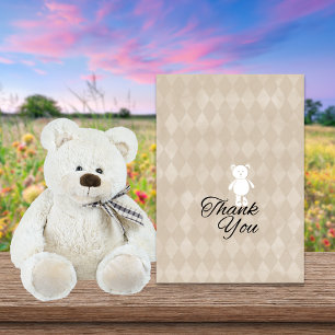 Baby Shower Teddy Bear Tan-Raute Dankeskarte