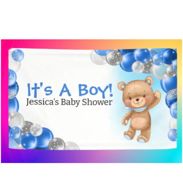 Baby Shower Teddy It a Boy Banner (Teddy Bear Party Supplies & Decorations. Today's the day the Teddy Bear's have their Parrrty!)