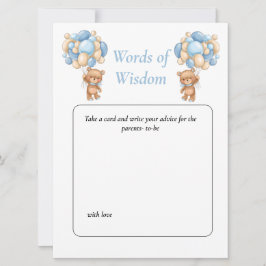 Baby Shower Teddy Wisdom Blue Poker dots Einladung