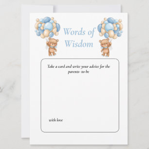 Baby Shower Teddy Wisdom Blue Poker dots Einladung