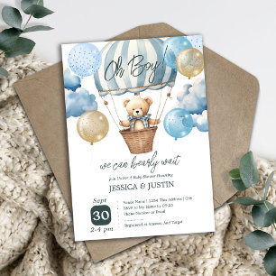 Baby-Shower-Teddybär-Heißluftballon Einladung
