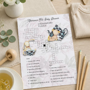 Baby-Shower-Teeparty-Kreuzworträtselkarte