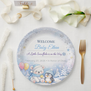 Baby Shower Teller Schneeflocken Winter Thema