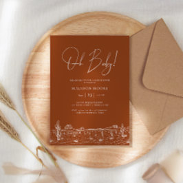 Baby Shower Terracota Cactus Desert Landscape Einladung