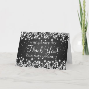 Baby Shower Thank you Winter Sparkle Black Dankeskarte
