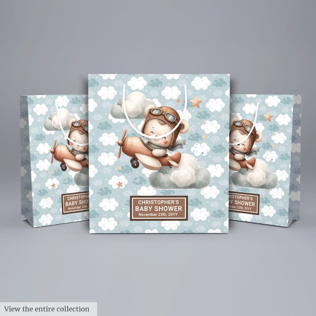 Baby shower Thème Avion Favoriser Sac Pour Un Garç (Airplane Theme Baby Shower Favor Bag For A Boy)