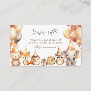 Baby-Shower-Tiere Windel-Raffle-Ticket  Begleitkarte