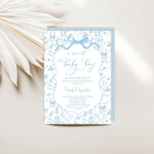 Baby shower Toile De Jouy avec Bow Boy Invitation