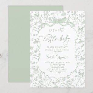 Baby shower Toile De Jouy avec Invitation Bow