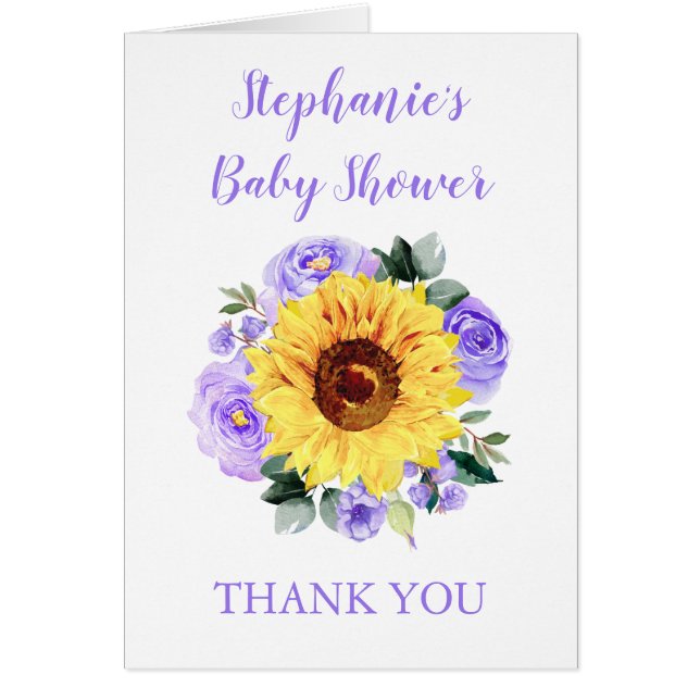 baby shower Tournesol violet Merci Floral (Devant)