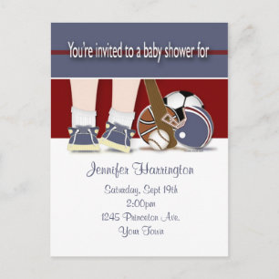 Baby shower tout le modèle d'invitation de sports