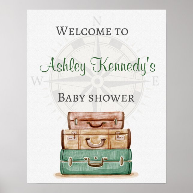 Baby shower travel theme party welcome sign poster (Vorne)