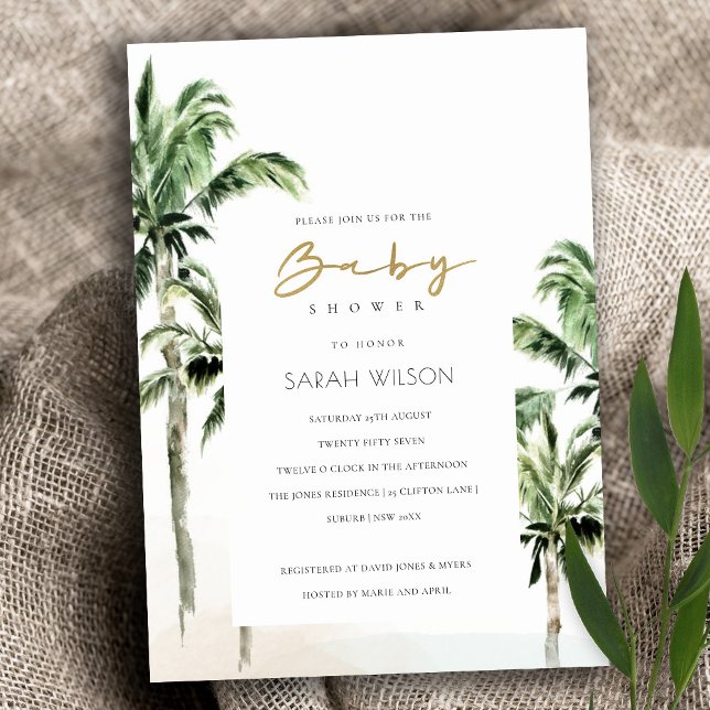 Baby shower Tropical Beach Palm Trees Invitation (Créateur téléchargé)
