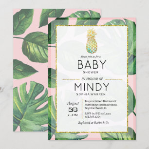 Baby Shower Tropische Ananas Palme Einladung