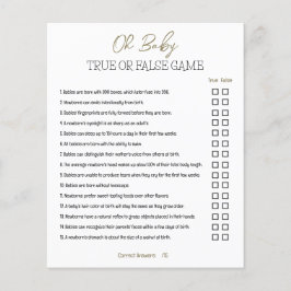 Baby Shower True or False Game