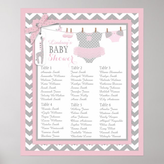 Baby shower Tutu Diaper Booties Tableau de sièges (Devant)