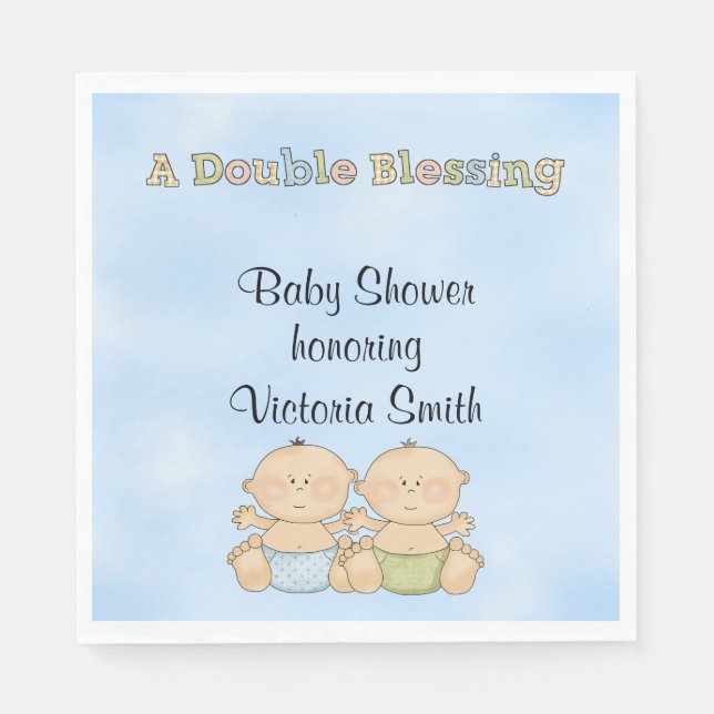 Baby Shower Twin Boys Serviette (Vorderseite)