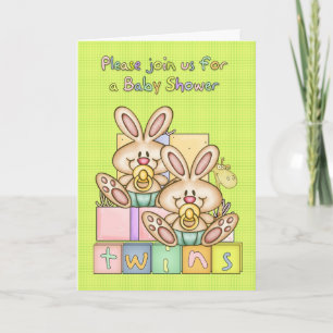 Baby shower Twins - Carte Baby shower Pour Twins