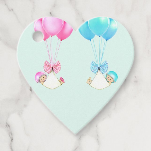 Baby Shower Twins Geschenkanhänger (Vorderseite)