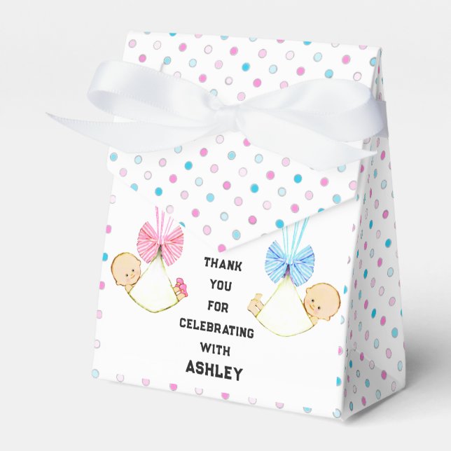 Baby Shower Twins Geschenkschachtel (Vorderseite)
