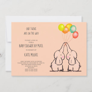 Baby shower Twins Par Mail Peach Invitation