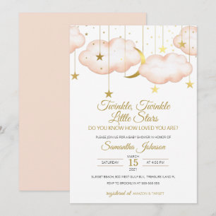 Baby shower Twins, Twinkle Little Star Invitation