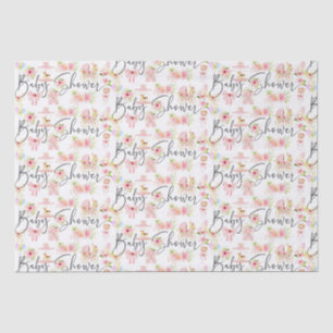 Baby Shower Typografie Neugeborene Symbole Muster Seidenpapier