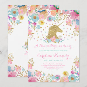 Baby shower Unicorn Invitation Baby shower magique