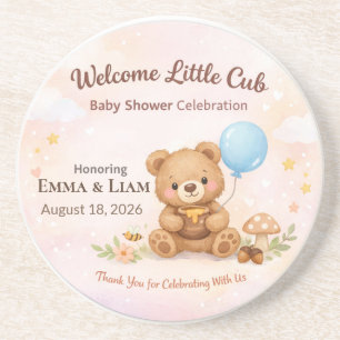 Baby-Shower-Unterlagen   Teddybär   Pastellwolken Getränkeuntersetzer