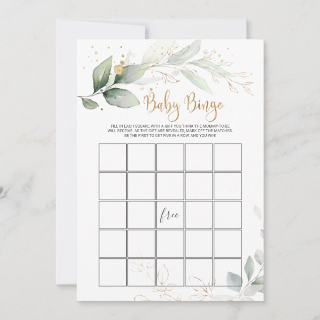 Baby shower verdoyant Bingo/Traits Jeux Invitation (Devant)