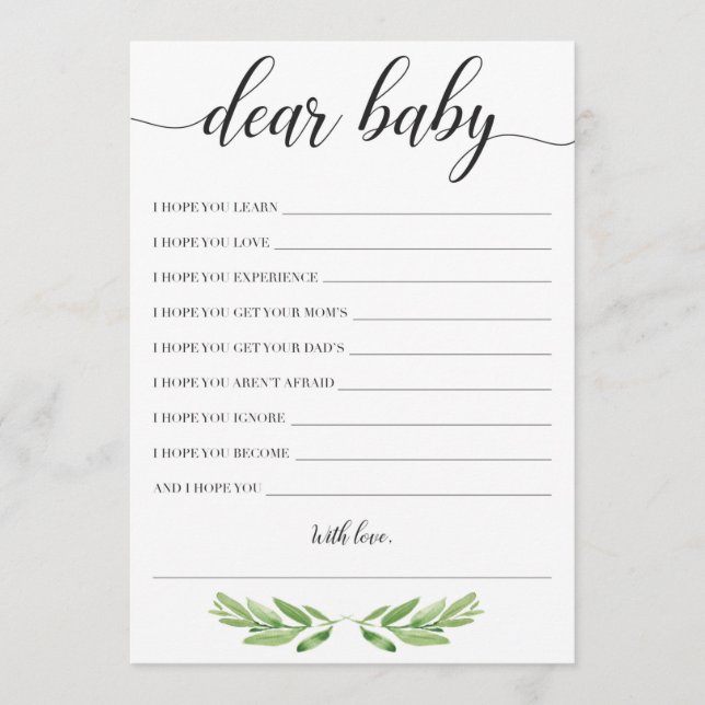 Baby shower verdoyant Carte de voeux pour bébé (Devant)