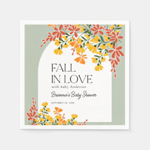 Baby Shower - Verliebt in den Herbst - Florales Ba Serviette