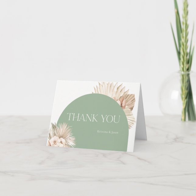 Baby shower vert Boho Sage Carte de remerciements  (Devant)