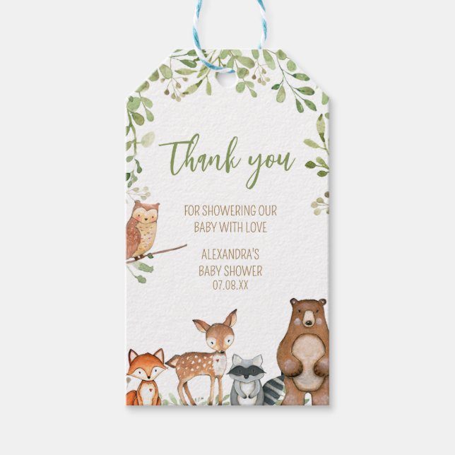 Baby shower vert Woodland Favoriser les étiquettes (Devant)