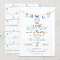 Baby shower Vêtements pour bébés Invitation - Bleu