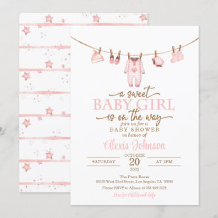 Baby shower Vêtements pour bébés Invitation - Rose
