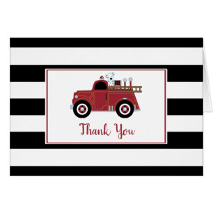 Baby shower vintage de camion-feu Merci Note