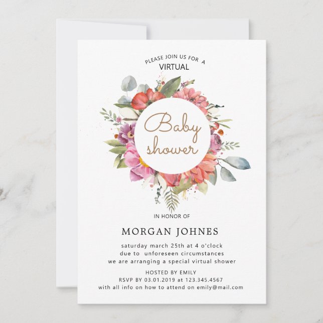 baby shower virtuel de printemps Invitation (Devant)
