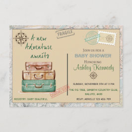 Baby shower voyage thème fête invitation 4 x 6