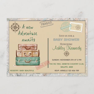 Baby shower voyage thème fête invitation 4 x 6