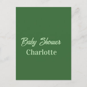 Baby Shower Waldgrün Pastell Name Einfachminimal Postkarte