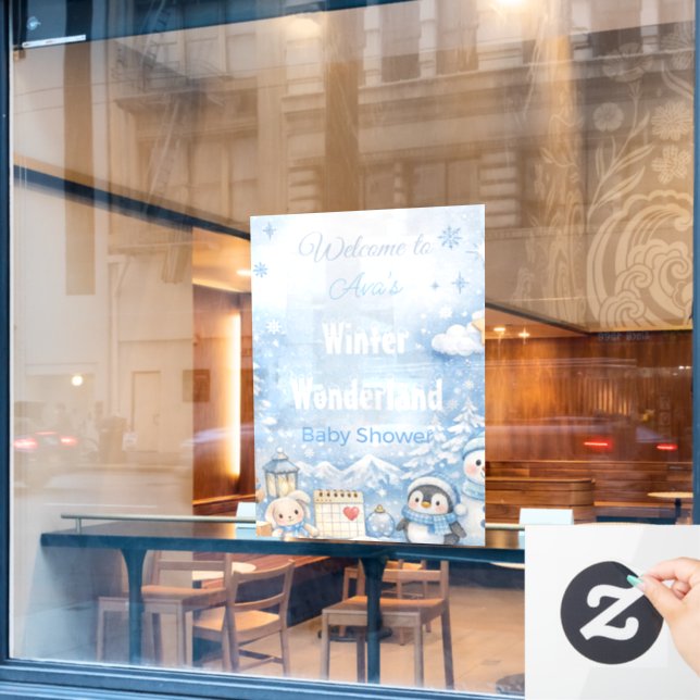 Baby Shower Welcome Sign | Cute Nursery Animals Fensteraufkleber (Café-Fenster)
