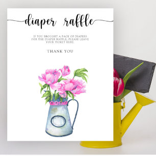 Baby-Shower-Wettbewerb für Windeln mit Blumen Poster