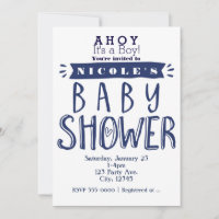 BABY SHOWER White & Navy Blue Nautical Einladungen