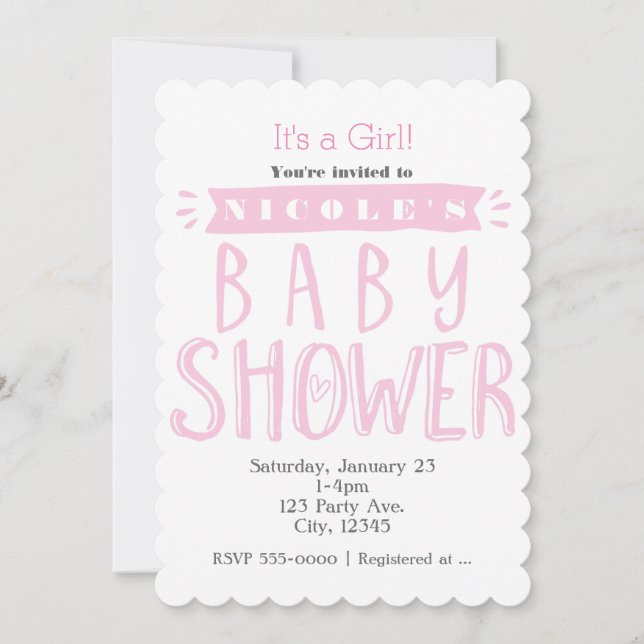 BABY SHOWER White & Pink Splash & Spa Tamaro Einladung (Vorderseite)