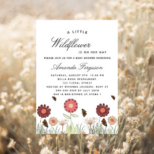Baby Shower Wildblumen Schmetterling Retro Einladungspostkarte