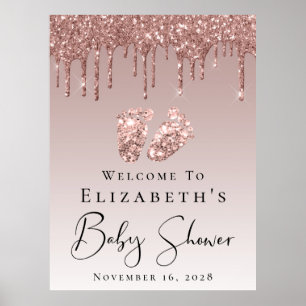 Baby-Shower-Willkommens-Roségold-Glitter Poster