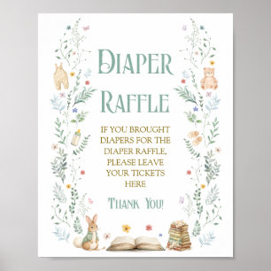Baby Shower Windel-Raffel Buch Poster